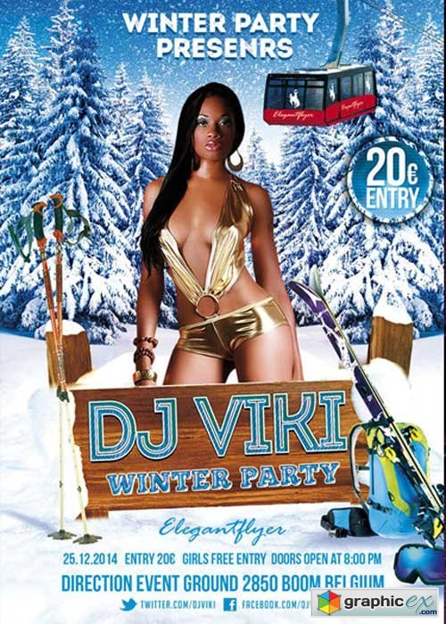 Dj Viki Winter Party flyer Template