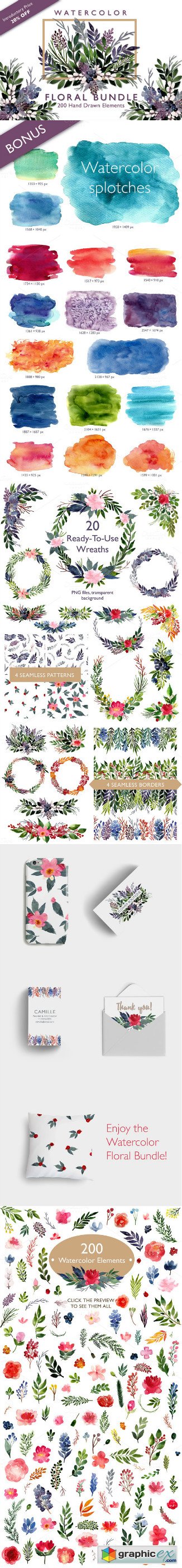 Watercolor Floral Bundle 453450