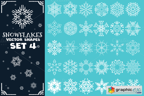 Decorative Snowflakes Shapes Set 4
