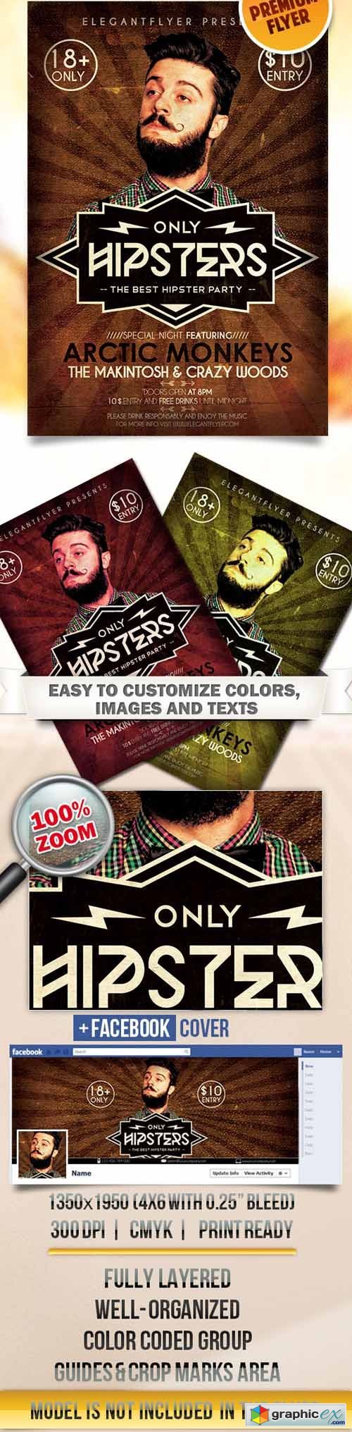 Hipster � Flyer PSD Template + Facebook Cover