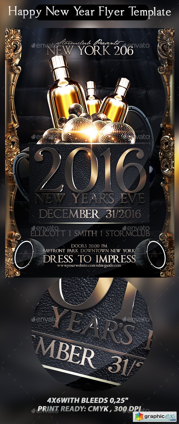 Happy New Year Flyer Template » Free Download Vector Stock Image Throughout Free New Years Eve Flyer Template