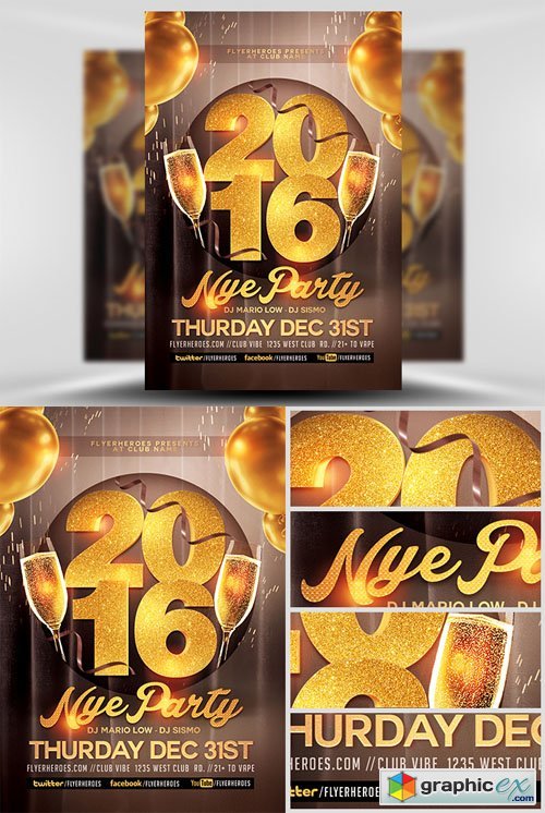 Glamorous NYE Party Flyer Template