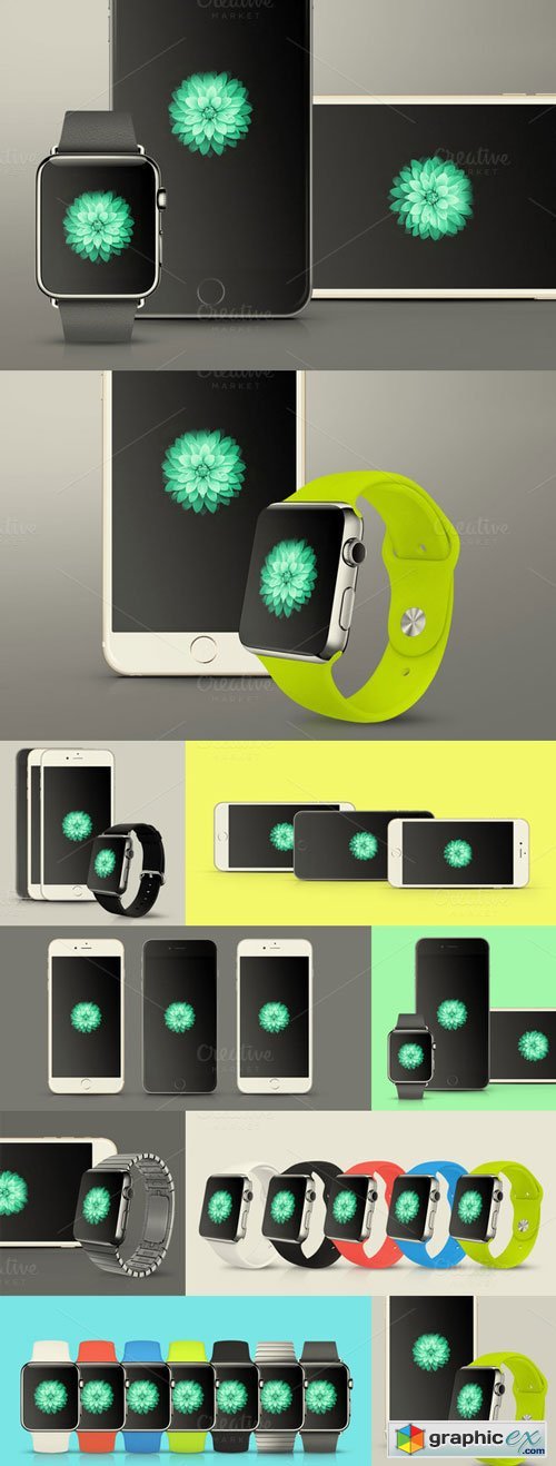 iPhone 6 & iWatch Mockups Pack