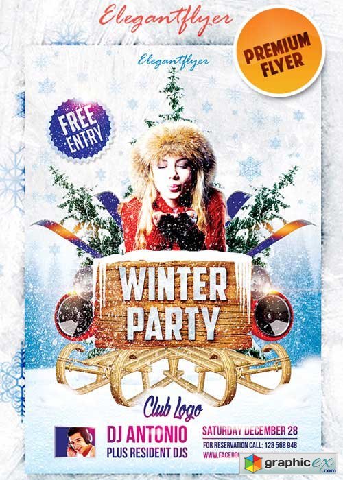 Winter Party #3 Premium Club flyer PSD Template