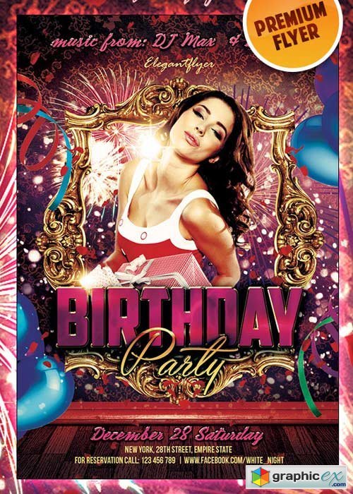 Birthday Party Premium Club flyer PSD Template
