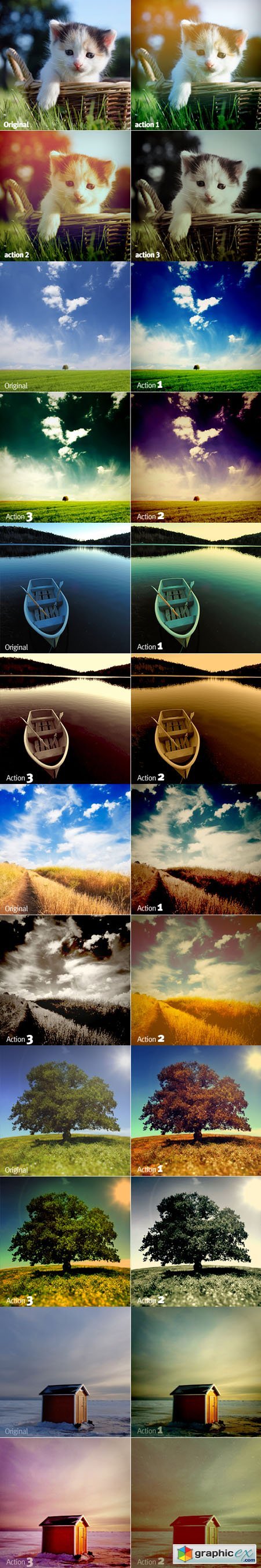 Color, Sky and Darker Effect Actions for Photoshop