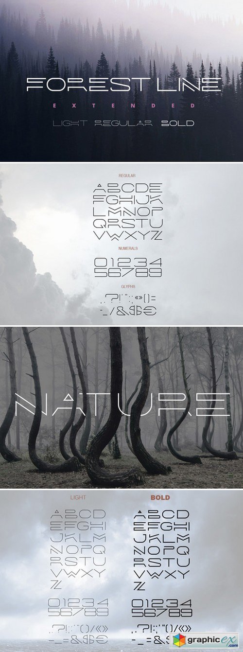 Forest Line Extended Linear Font