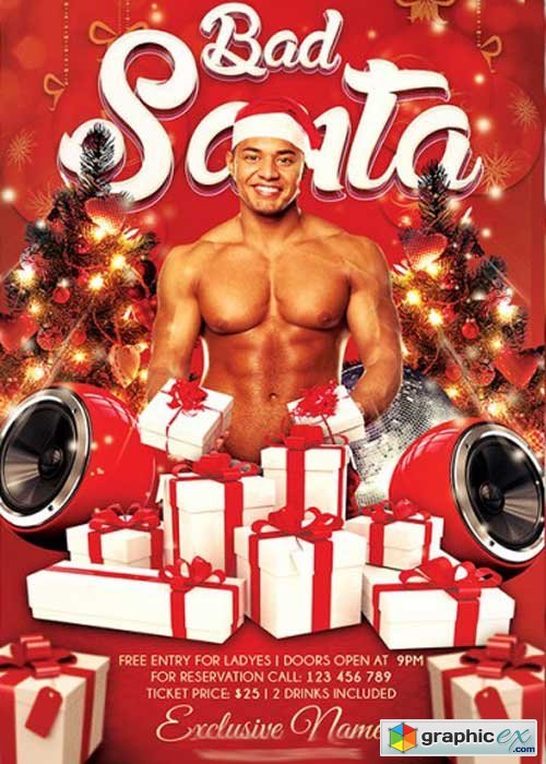 Bad Santa Premium Flyer Template + Facebook Cover