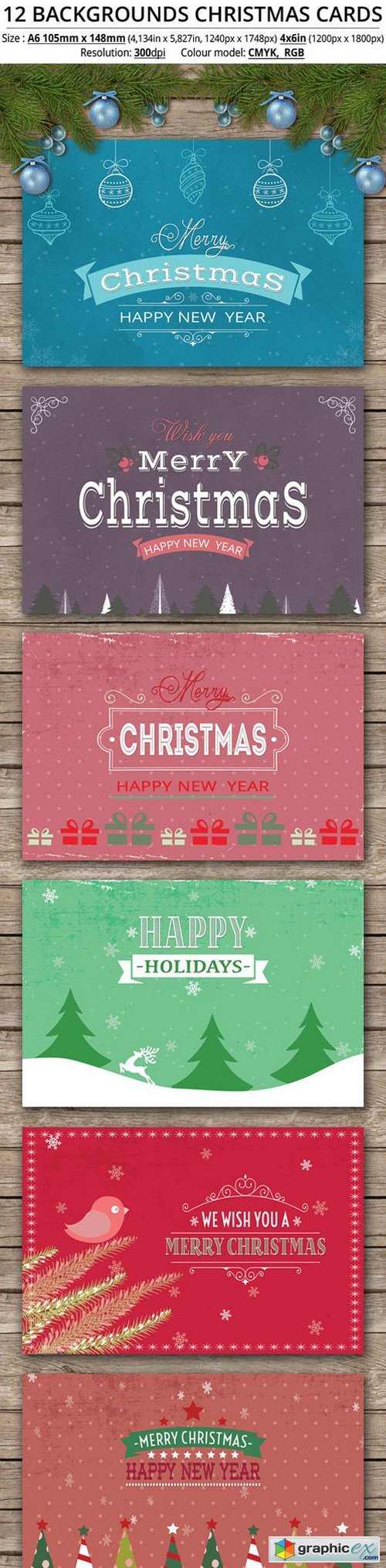 12 Backgrounds Christmas Cards