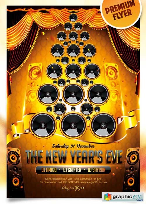 The New Years Eve Flyer PSD Template + Facebook Cover