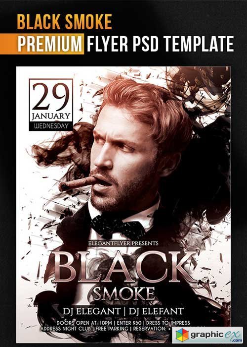 Black Smoke Flyer PSD Template + Facebook Cover