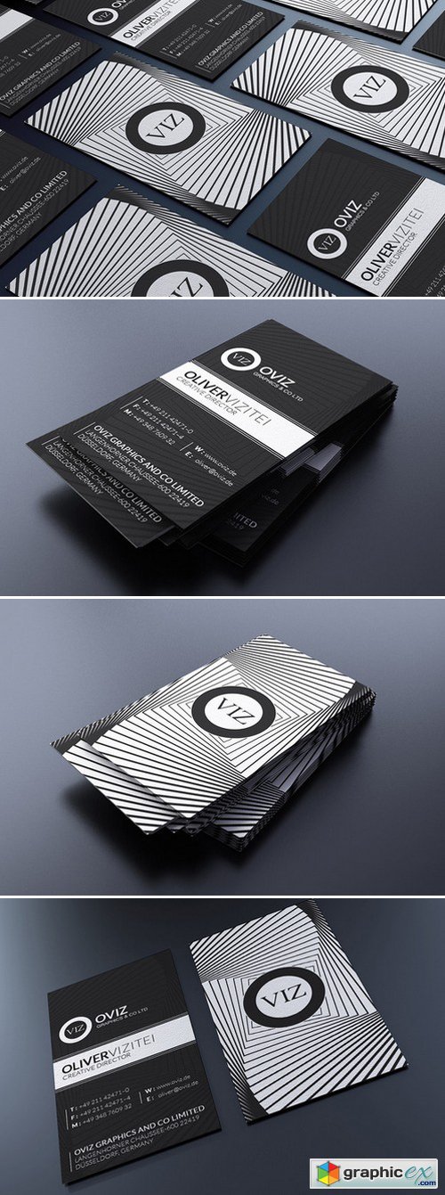 Modern Black And White Business Card 160991