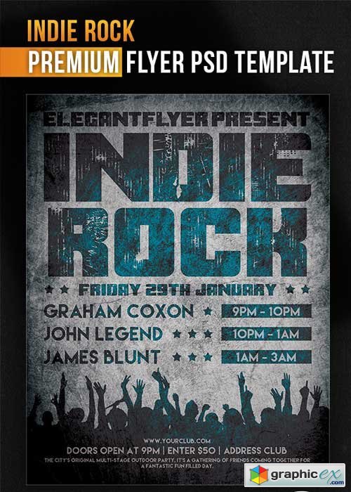 Indie Rock Flyer PSD Template + Facebook Cover