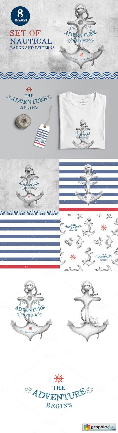 CM - Set of nautical badge and patterns - 55470