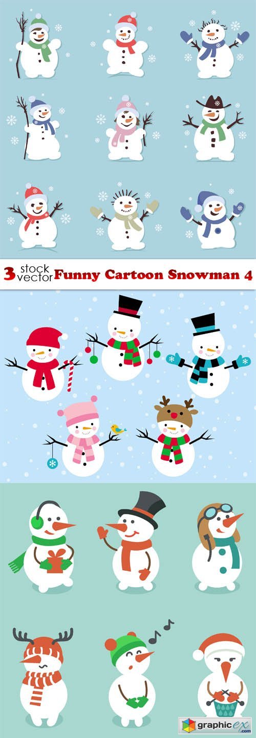 Vectors - Funny Cartoon Snowman 4