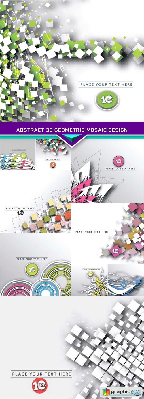 Abstract 3D Geometric Mosaic Design 10x EPS