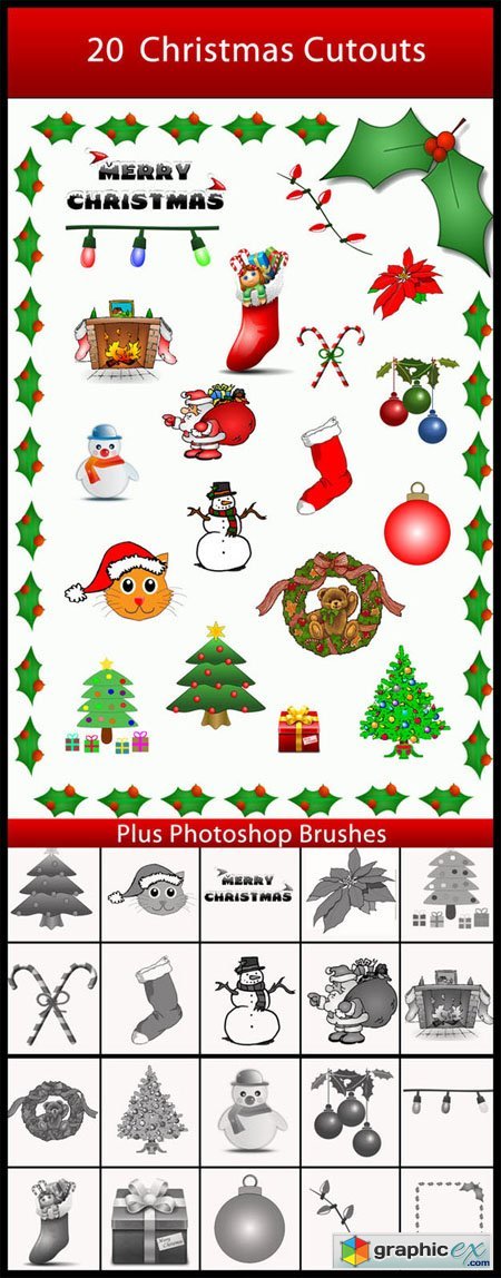 Christmas Cutouts Plus Photoshop Brushes