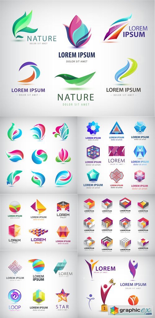 Set of Abstract Colorful 3d Logos