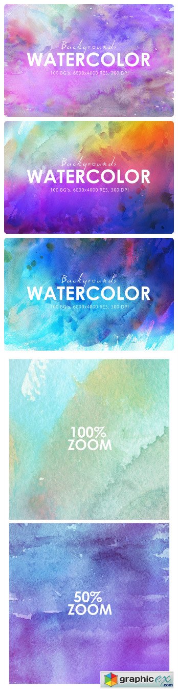 100 Watercolor Backgrounds 2