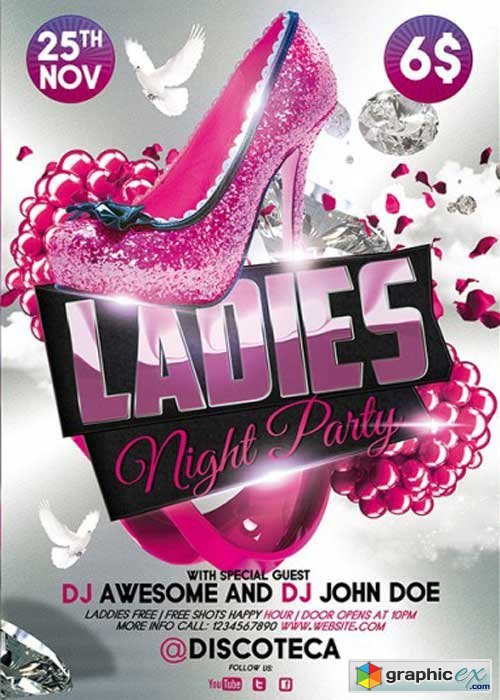 Ladies Night Premium Flyer Template + Facebook Cover