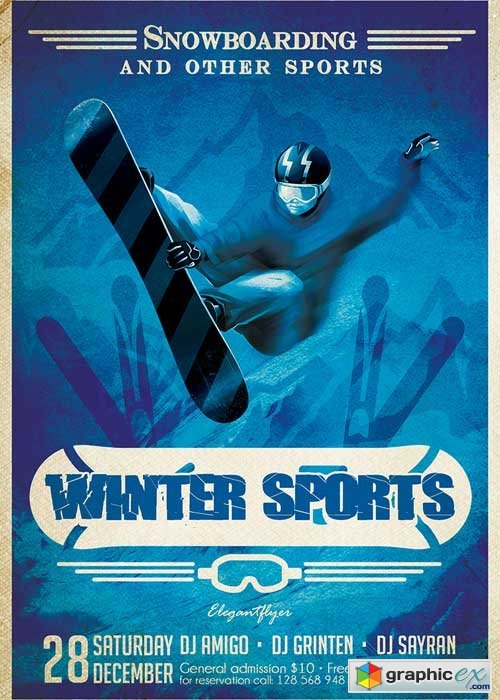 Winter Sports Flyer PSD Template + Facebook Cover