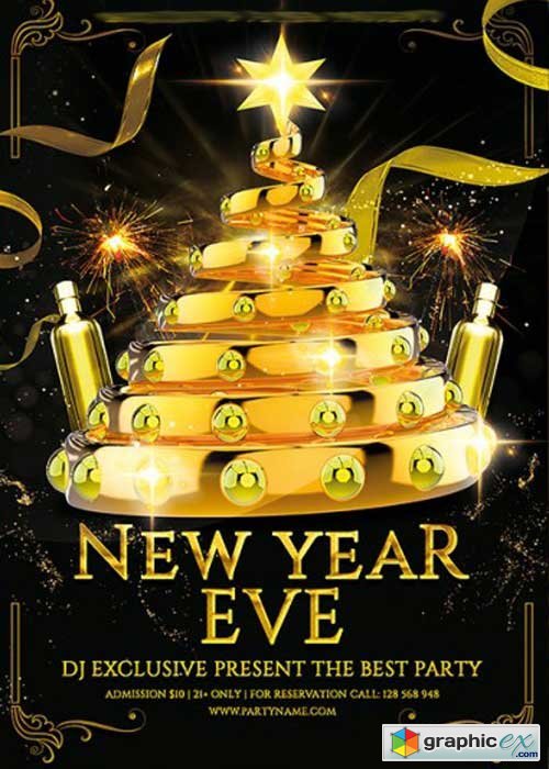 New Year Eve Premium Flyer Template + Facebook Cover