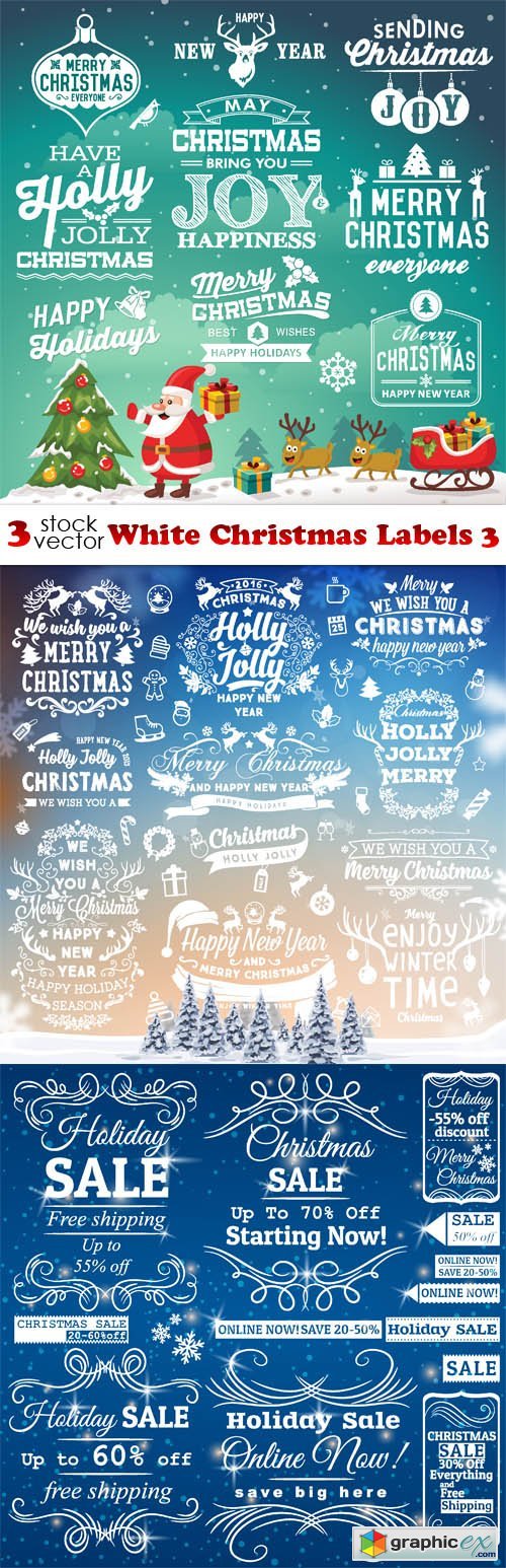 Vectors - White Christmas Labels 3