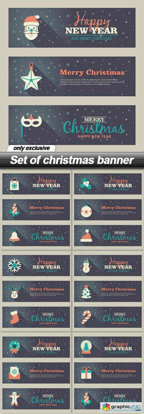 Set of christmas banner - 7 EPS