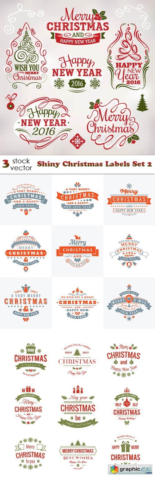 Vectors - Shiny Christmas Labels Set 2