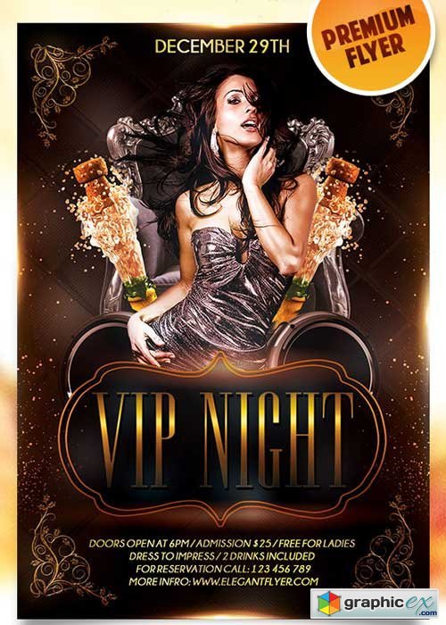Vip Night Flyer PSD Template + Facebook Cover