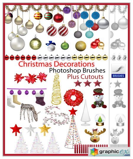 Christmas Decorations Photoshop Brushes Plus Cutouts