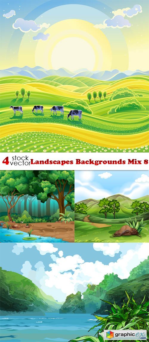 Vectors - Landscapes Backgrounds Mix 8