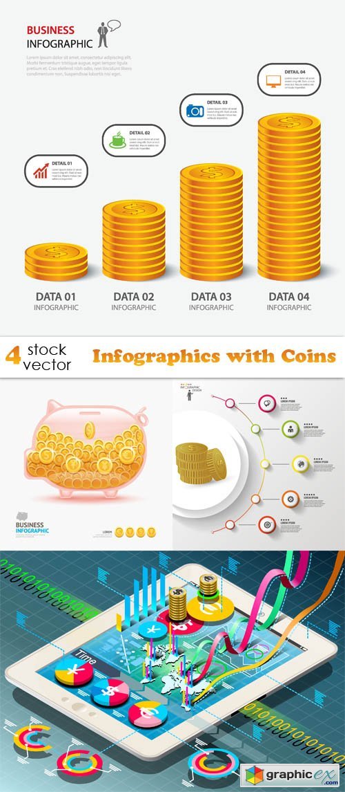 Vectors - Infographics with Coins