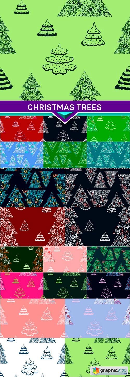 Seamless vector background Christmas trees 20x EPS