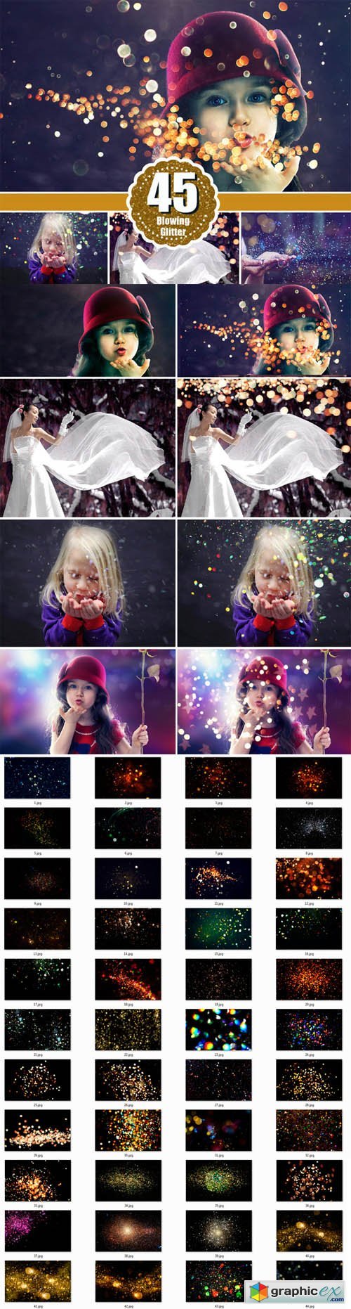 Blowing glitter photoshop overlays