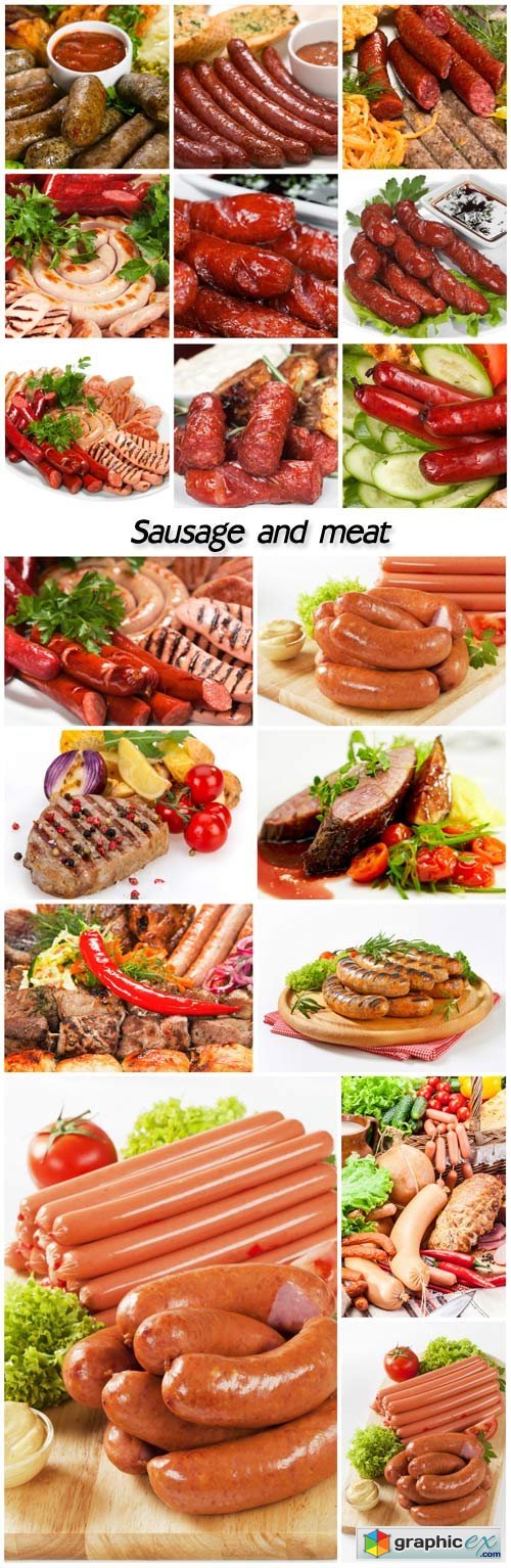 Sausages, sausage and meat