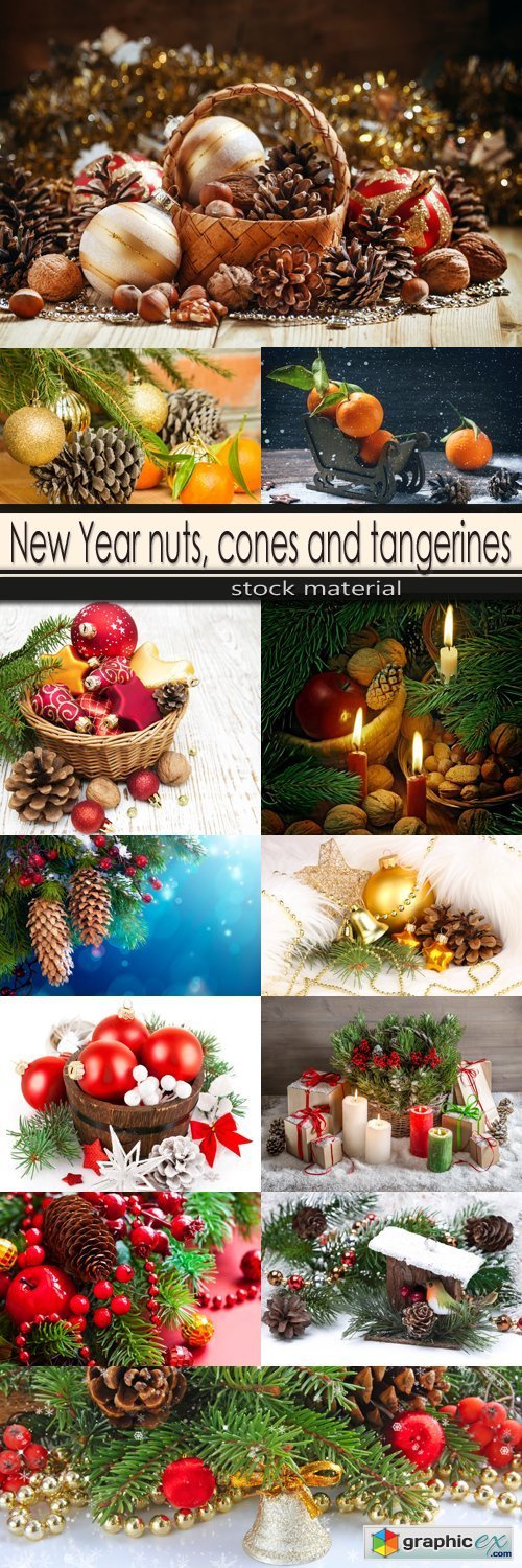 New Year nuts, cones and tangerines