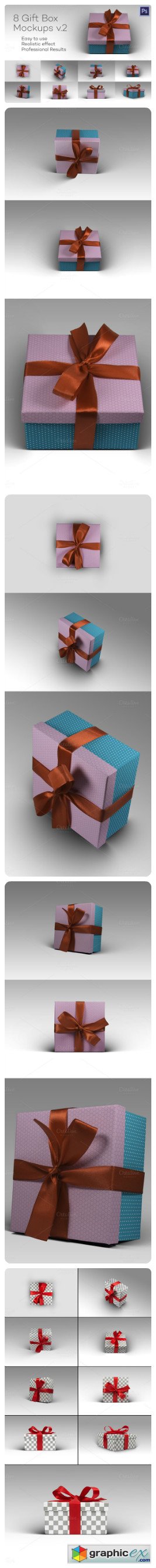 8 Photorealistic Gift Box Mockps v2