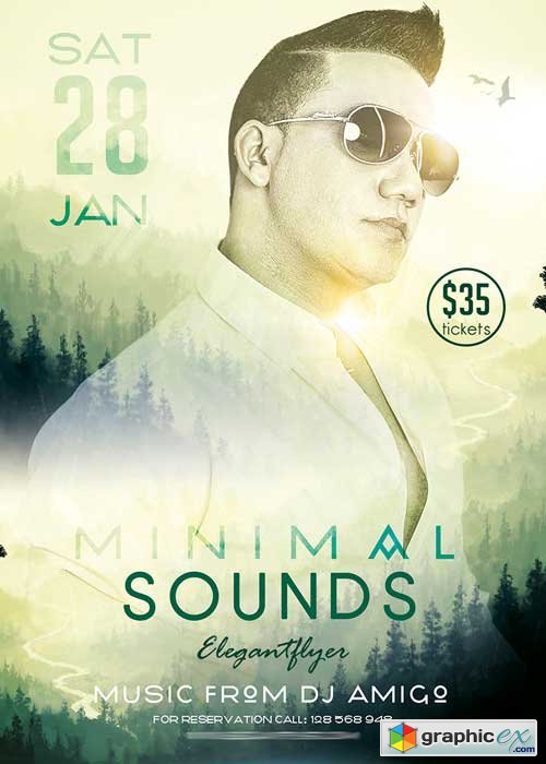 Minimal Sounds Flyer PSD Template + Facebook Cover
