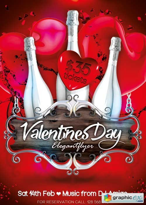 Valentines Day V02 Flyer PSD Template + Facebook Cover