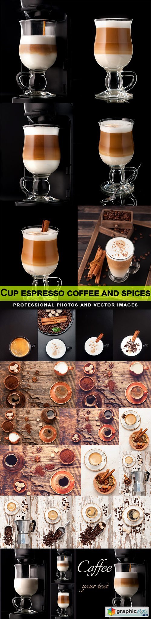 Cup espresso coffee and spices