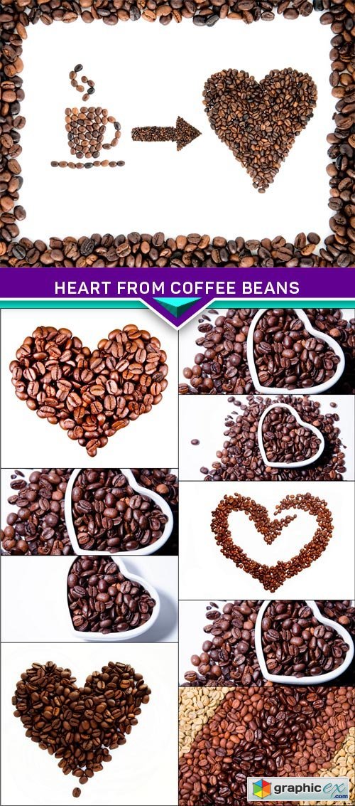 Heart from coffee beans 10x JPEG