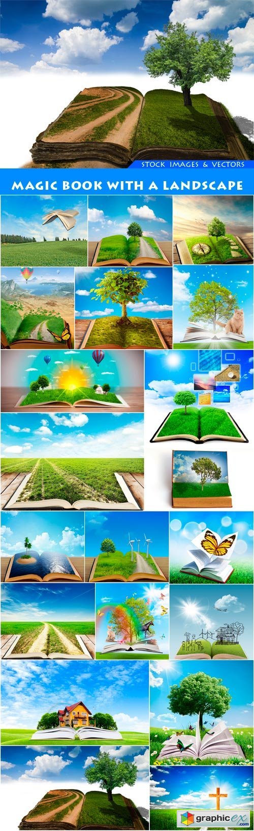 Magic book with a landscape 20X JPEG