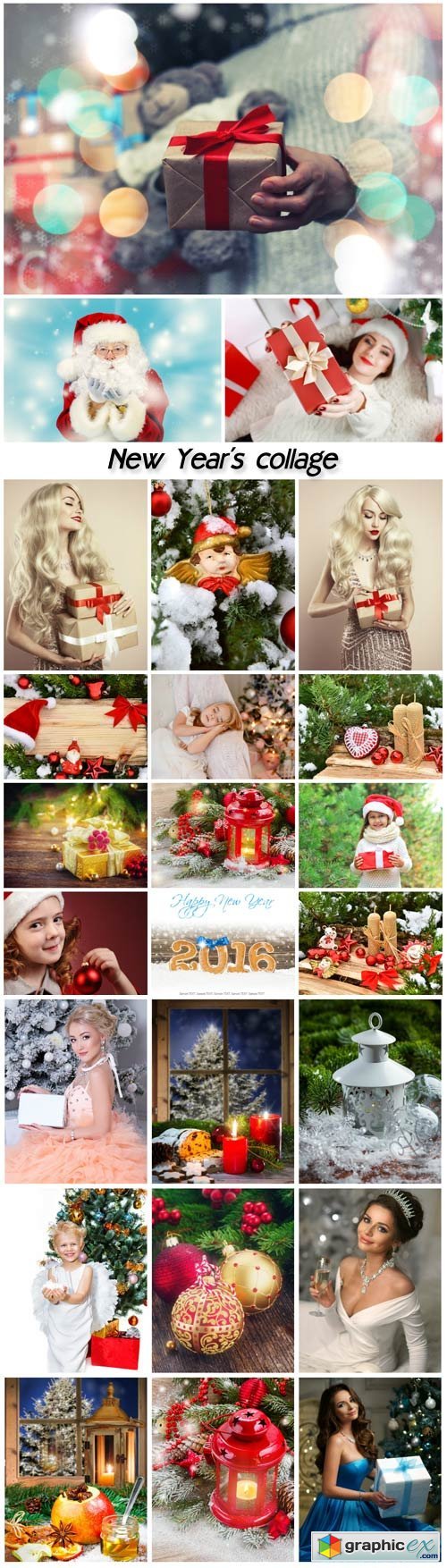  New Year collage, christmas, women, children