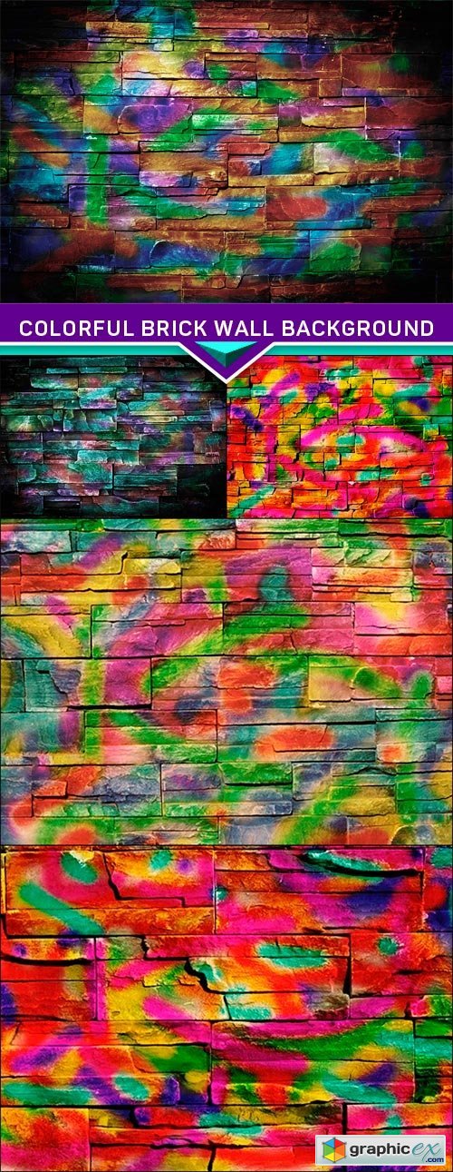  Colorful brick wall background 5x JPEG