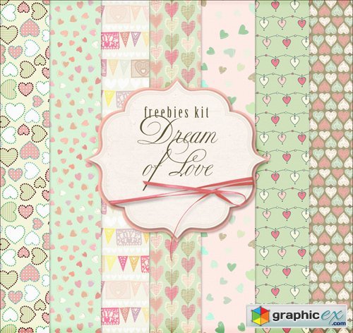 Ornamental Background Textures with Hearts - Dream of Love