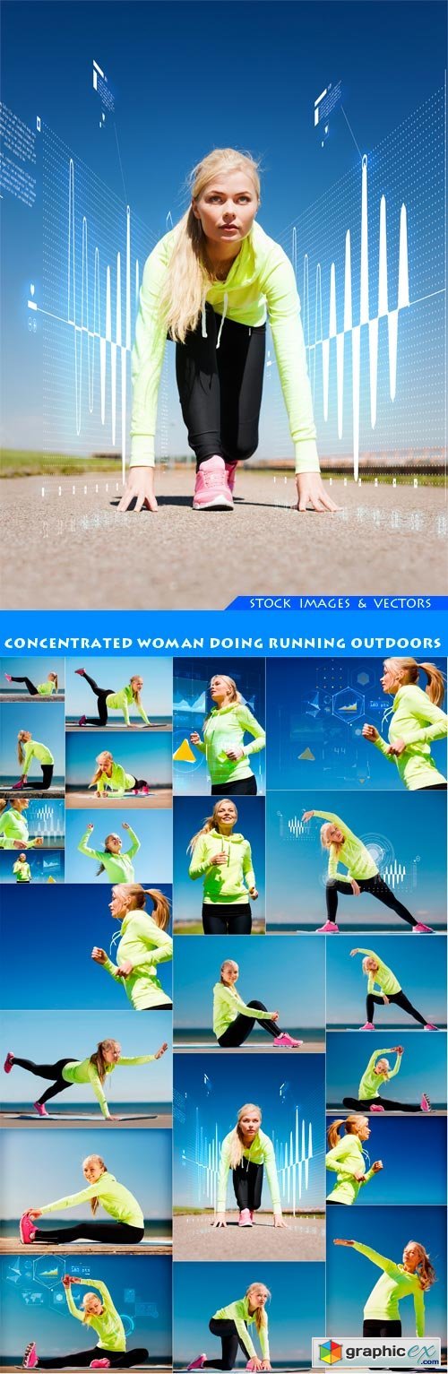 Concentrated woman doing running outdoors 22X JPEG