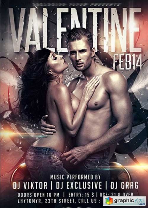 Valentines Night V2 Premium Flyer Template + Facebook cover