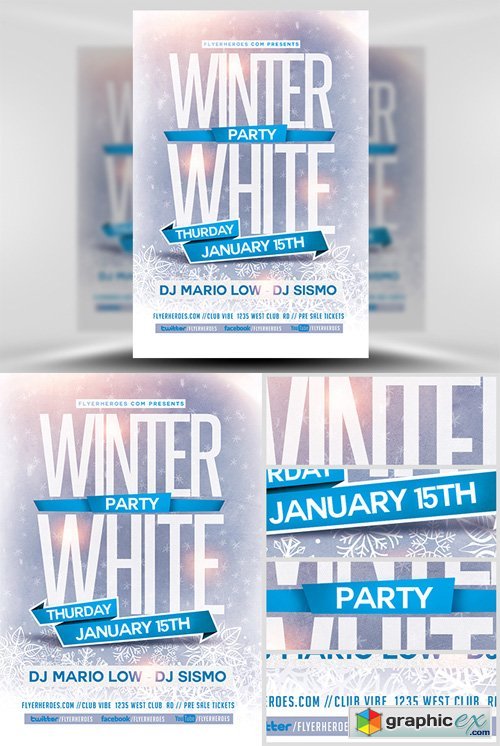 Winter White Party Flyer Template