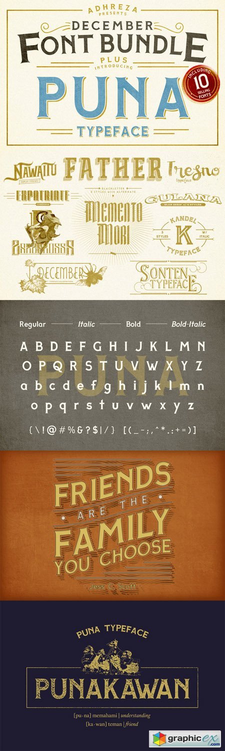 Adhreza's Bundle + PUNA Typeface 